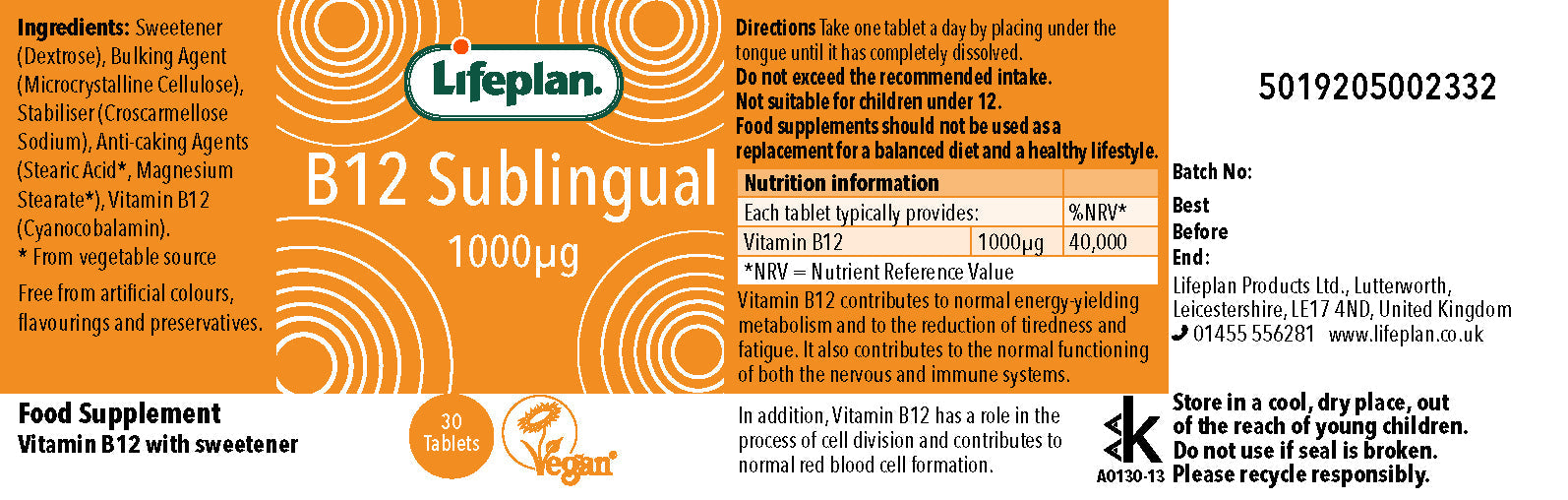 B12 1000mg (Sublingual)