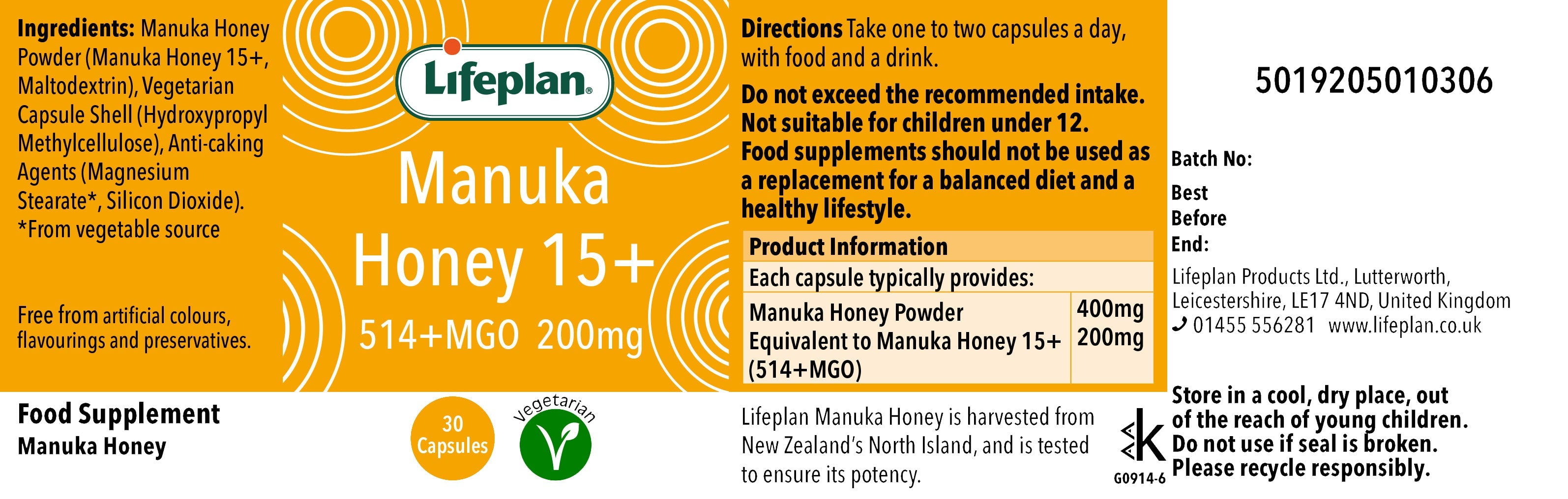 Manuka Capsules 15+
