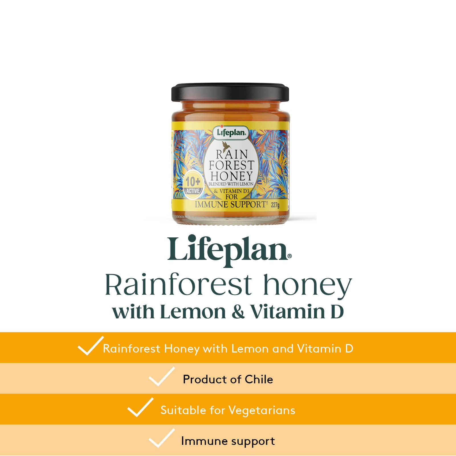 Rainforest Honey Active 10+ with Lemon and Vitamin D3