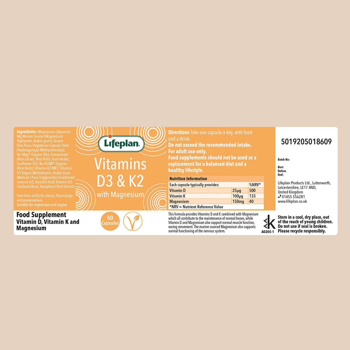 Vitamin D3 &, K2 with Magnesium